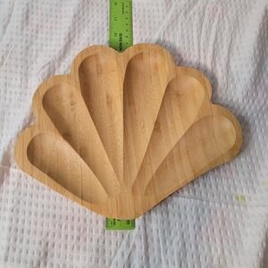 Beachly Bamboo Seashell Serving Tray Coastal Scallop Shell Snack Dish Tan